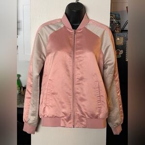 Women's Pink and Cream Bomber Jacket